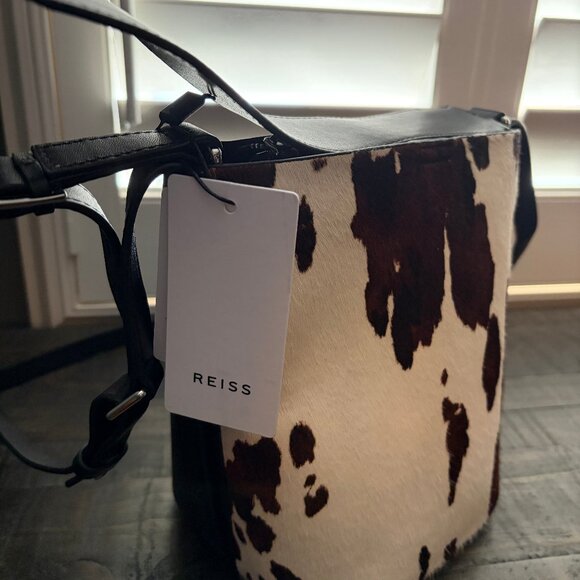 Brand New Reiss Hudson Mini Calf Hair Bucket Bag - Picture 2 of 8